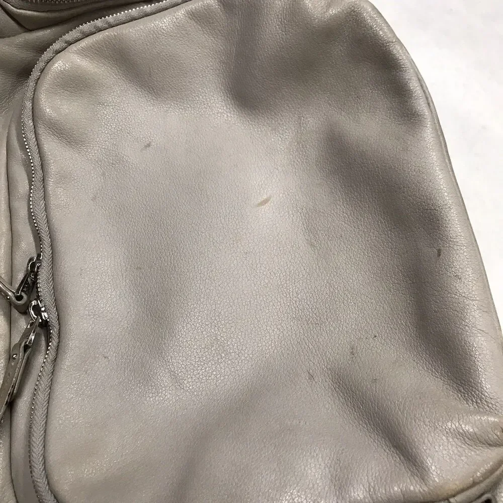 TUMI Voyageur Calais Laptop Backpack Leather Travel Gray Side Zip Padded Shoulde